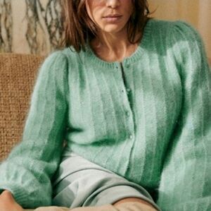 Sezane Amance Cardigan Sea Green Size XS